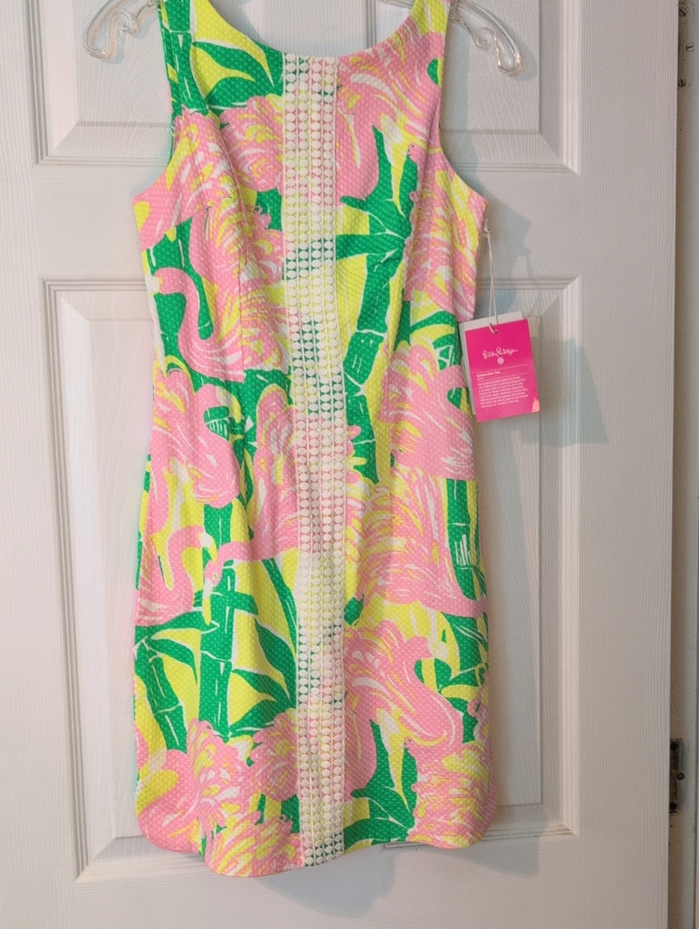 Lilly Pulitzer Flamingo Fan Dance  Print Shift Dress - Pink, Green & Yellow